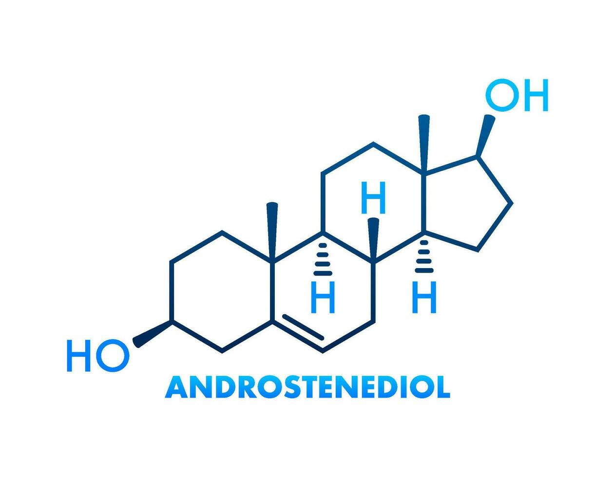 Illustration with androstenediol formula. Structural chemical formula. vector