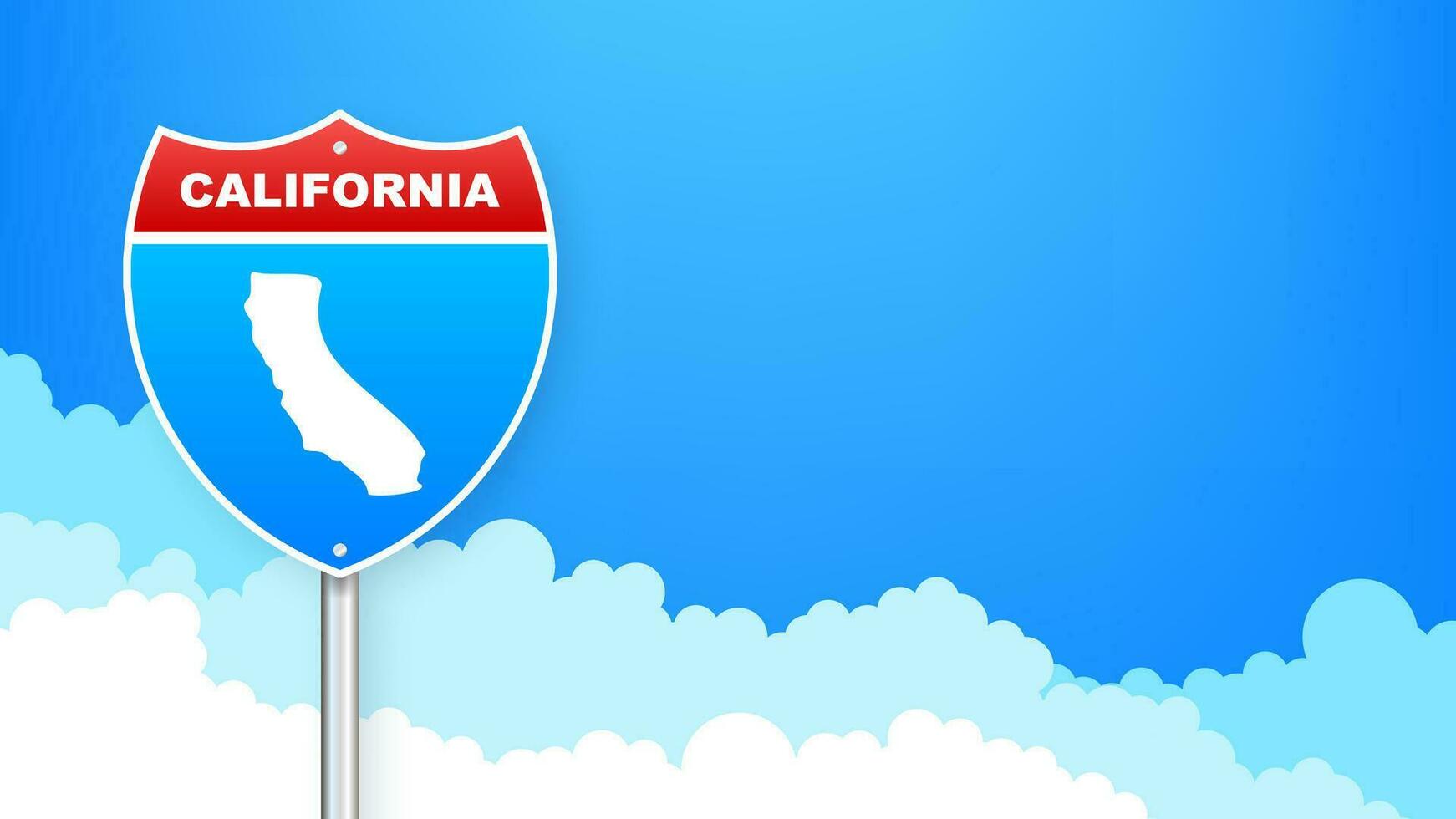 Line map showing the state of California from the united state of america. Road sign. Vector illustration