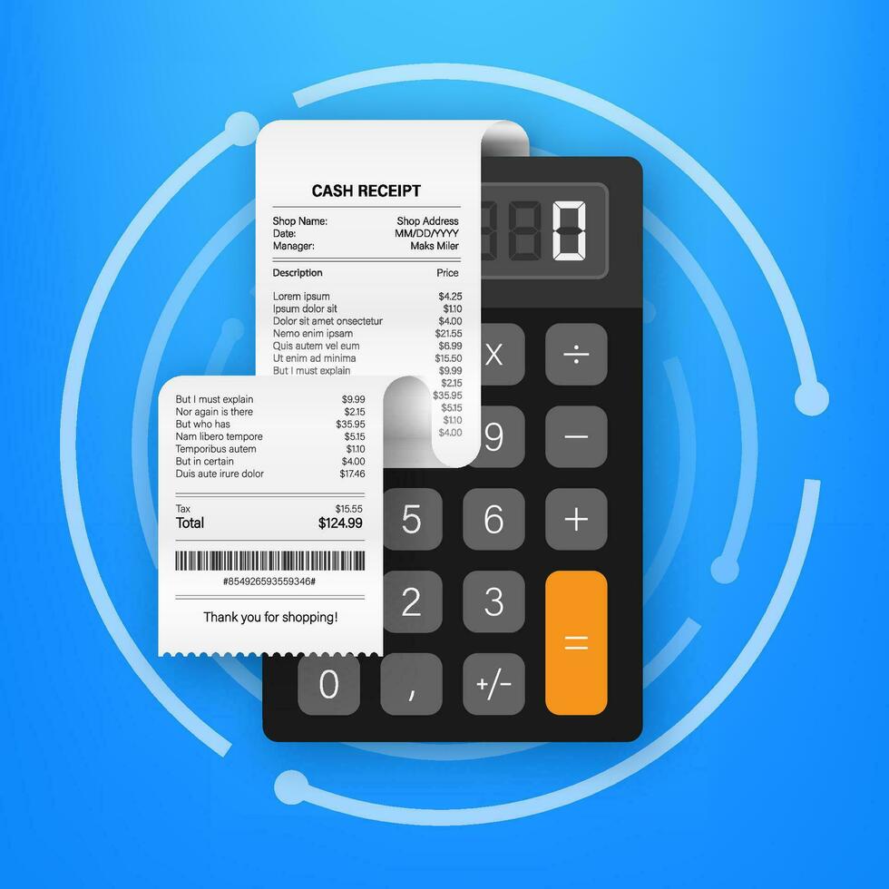 ingresos de realista pago papel cuentas para efectivo o crédito tarjeta transacción. vector valores ilustración