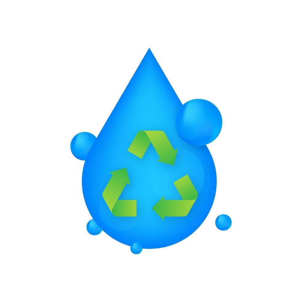 Recycling and save water. Water conservation. Vector stock illustration