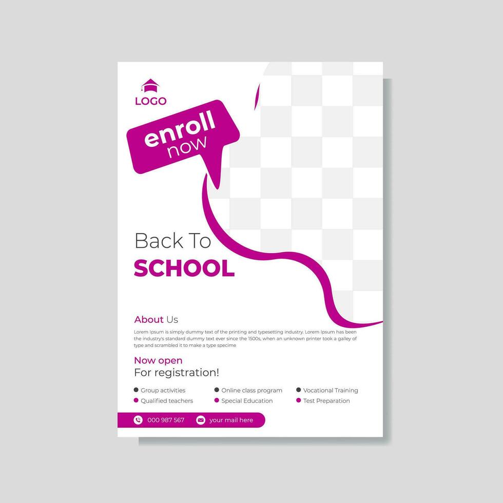 School admission abstract flyer design template. vector