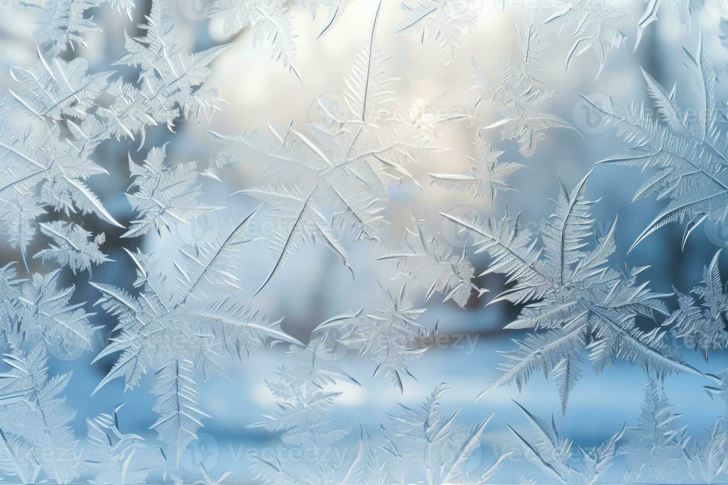 Frost designs on a wintry window creating a crystal like canvas photo