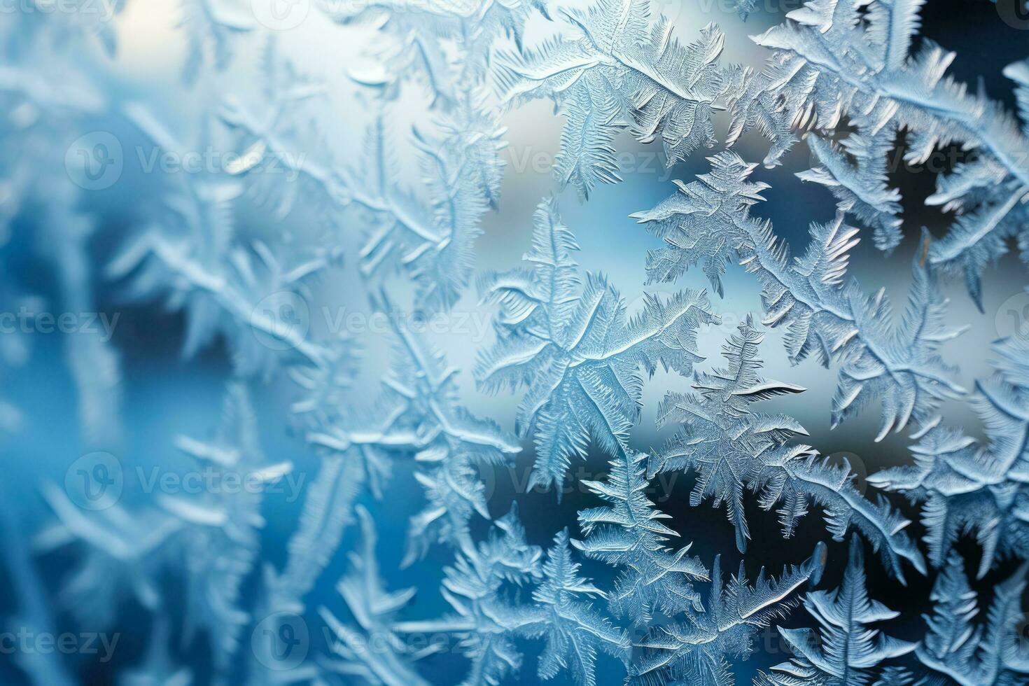 Frost designs on a wintry window creating a crystal like canvas photo