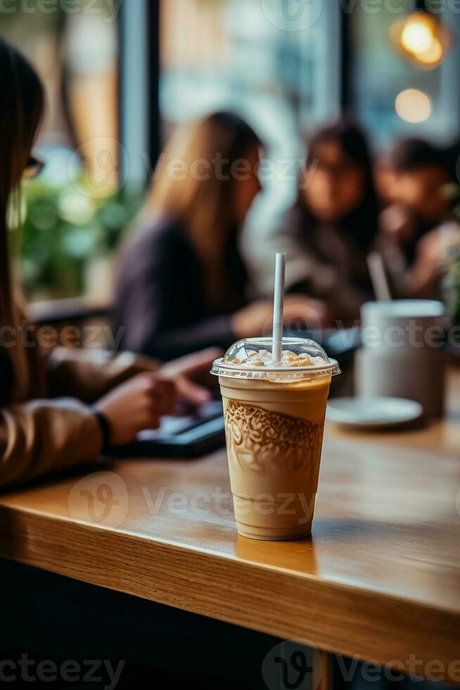 Students studying at a university cafe clutching takeaway coffees background with empty space for text photo