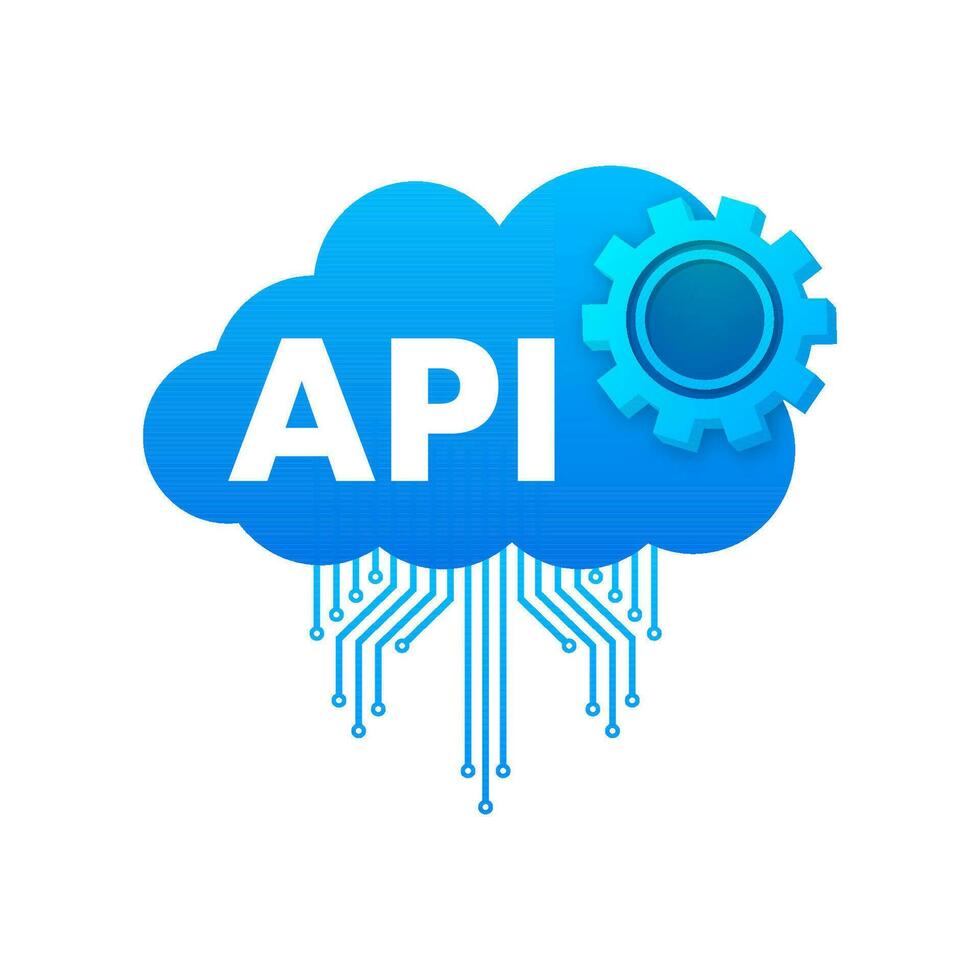 Cloud API   application programming interface. Internet network. Vector stock illustration