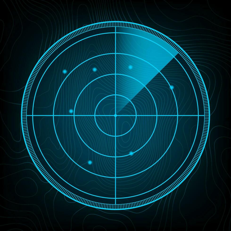 Realistic radar in searching. Radar screen with the aims. Vector stock illustration. Vector illustration