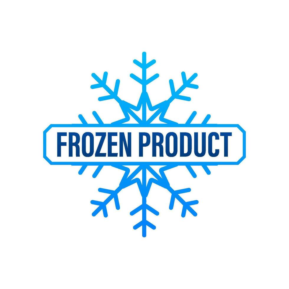 Blue frozen product on white background. Food logo. Vector stock illustration