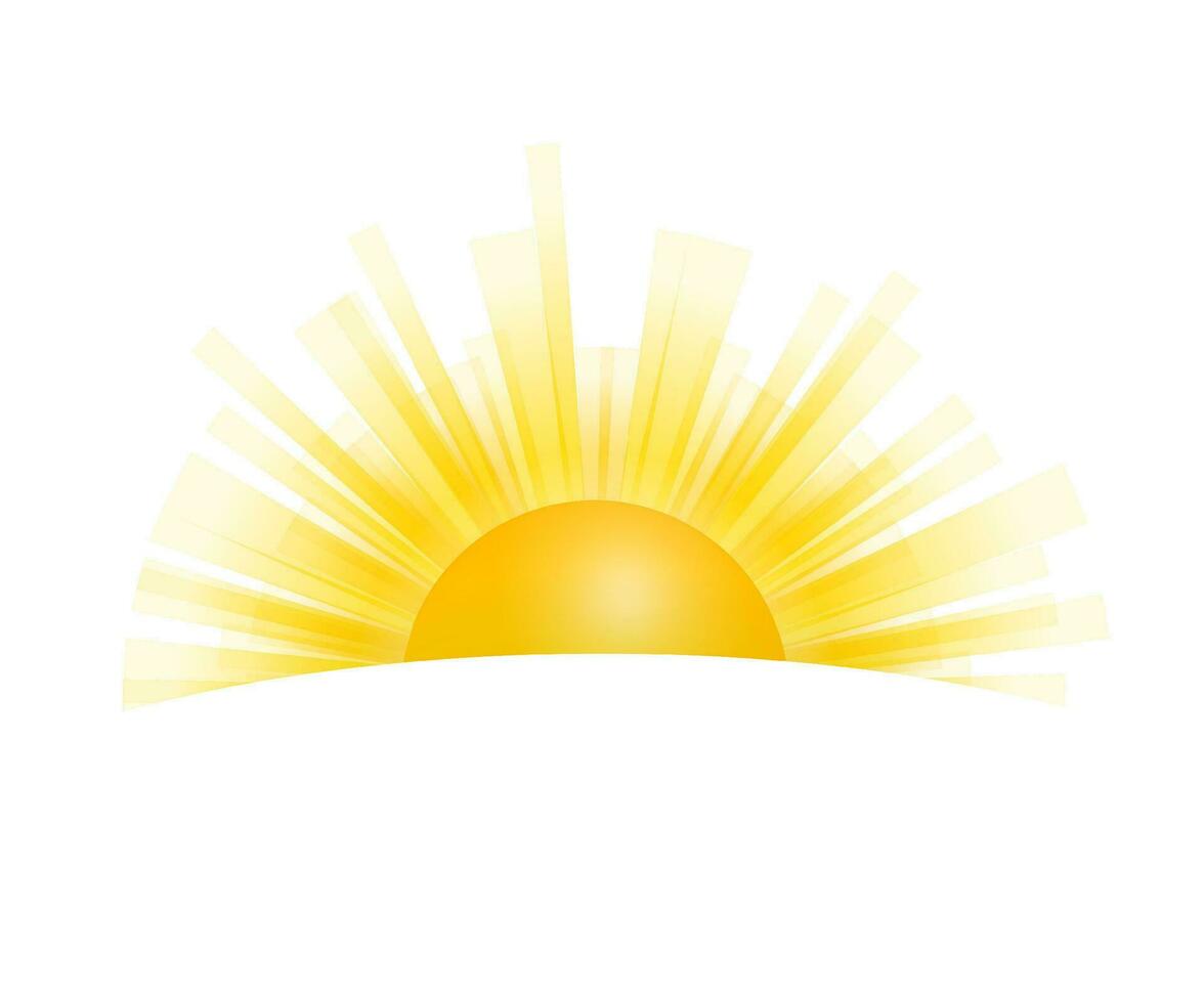 Realistic sun icon for weather design on white background. Vector illustration.