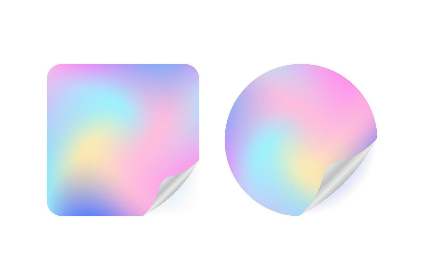 Holographic stickers. Blank rainbow shiny emblems. Vector stock illustration