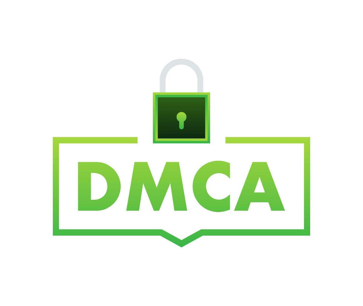 DMCA   Digital Millennium Copyright Act. Copywriter and freelancer. Intellectual property. Vector stock illustration