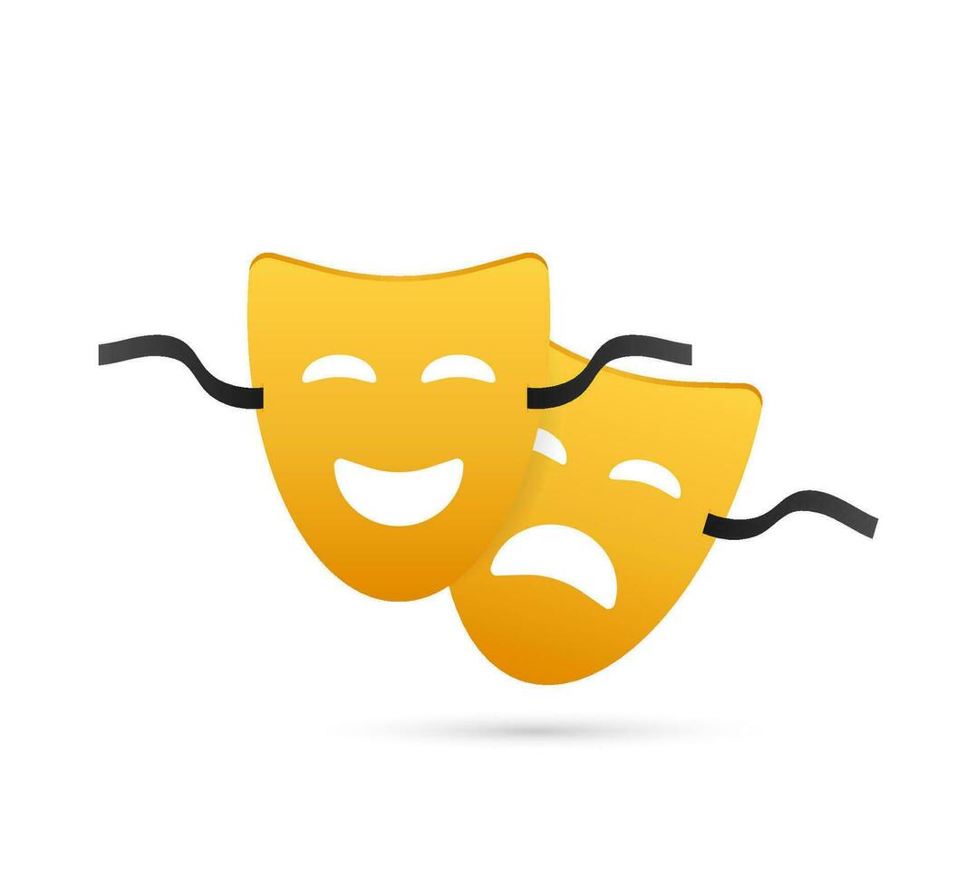 Comedy and tragedy theatrical masks. Vector stock illustration.