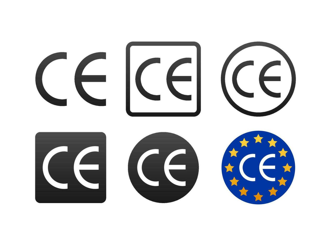 CE mark Certification, Conformite Europeenne. Vector stock illustration