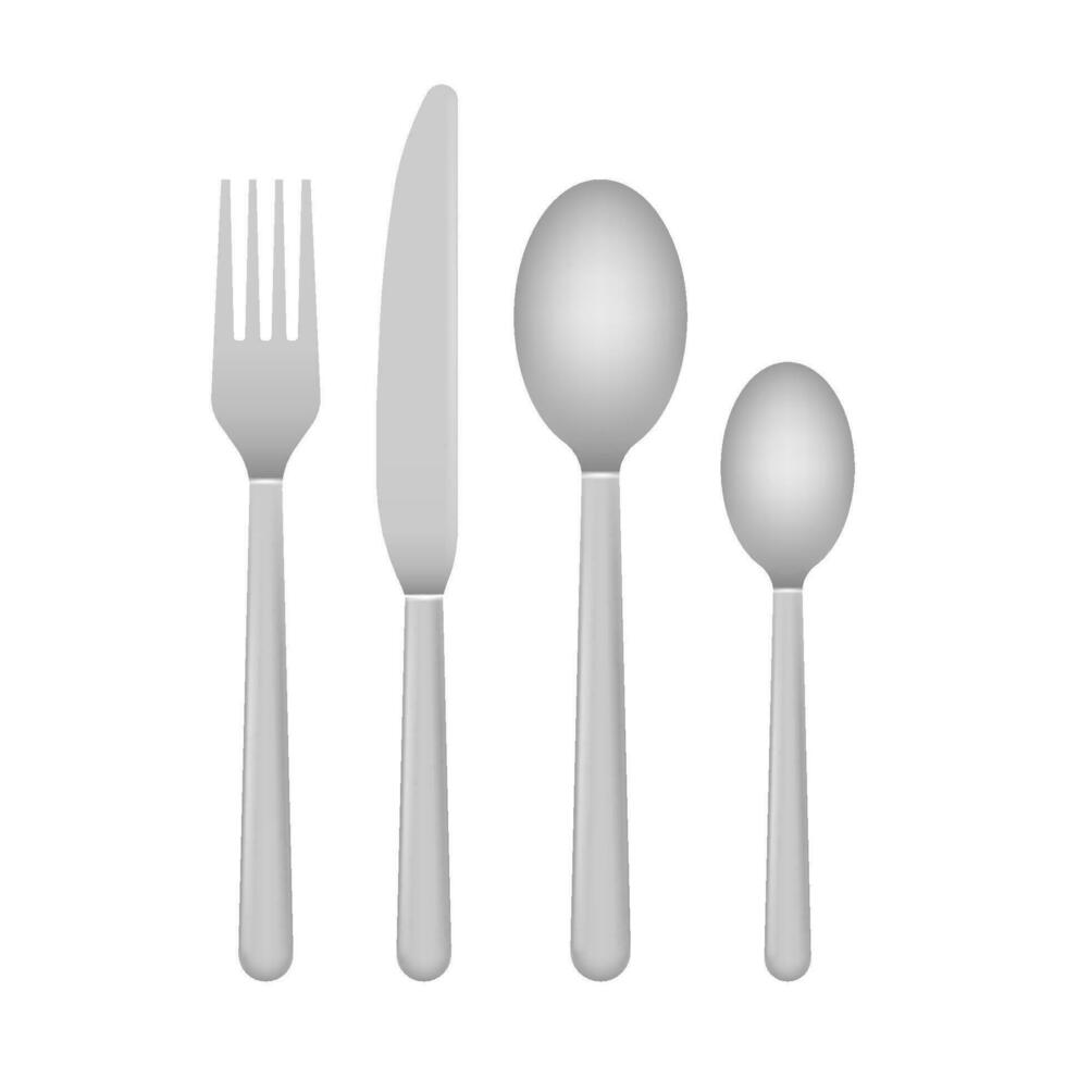 Knife and fork. Cutlery, dishes, coffee spoon, spoon Vector stock illustration