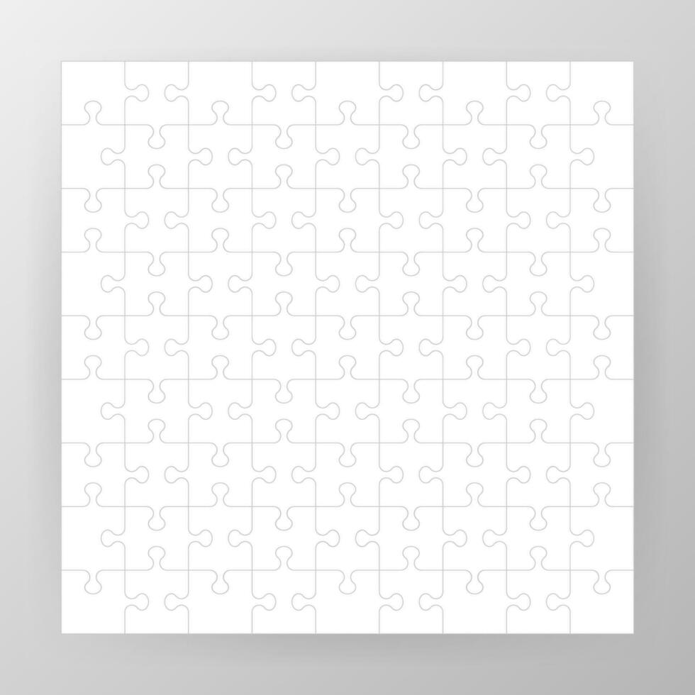 Jigsaw puzzle blank template or cutting guidelines. Vector illustration