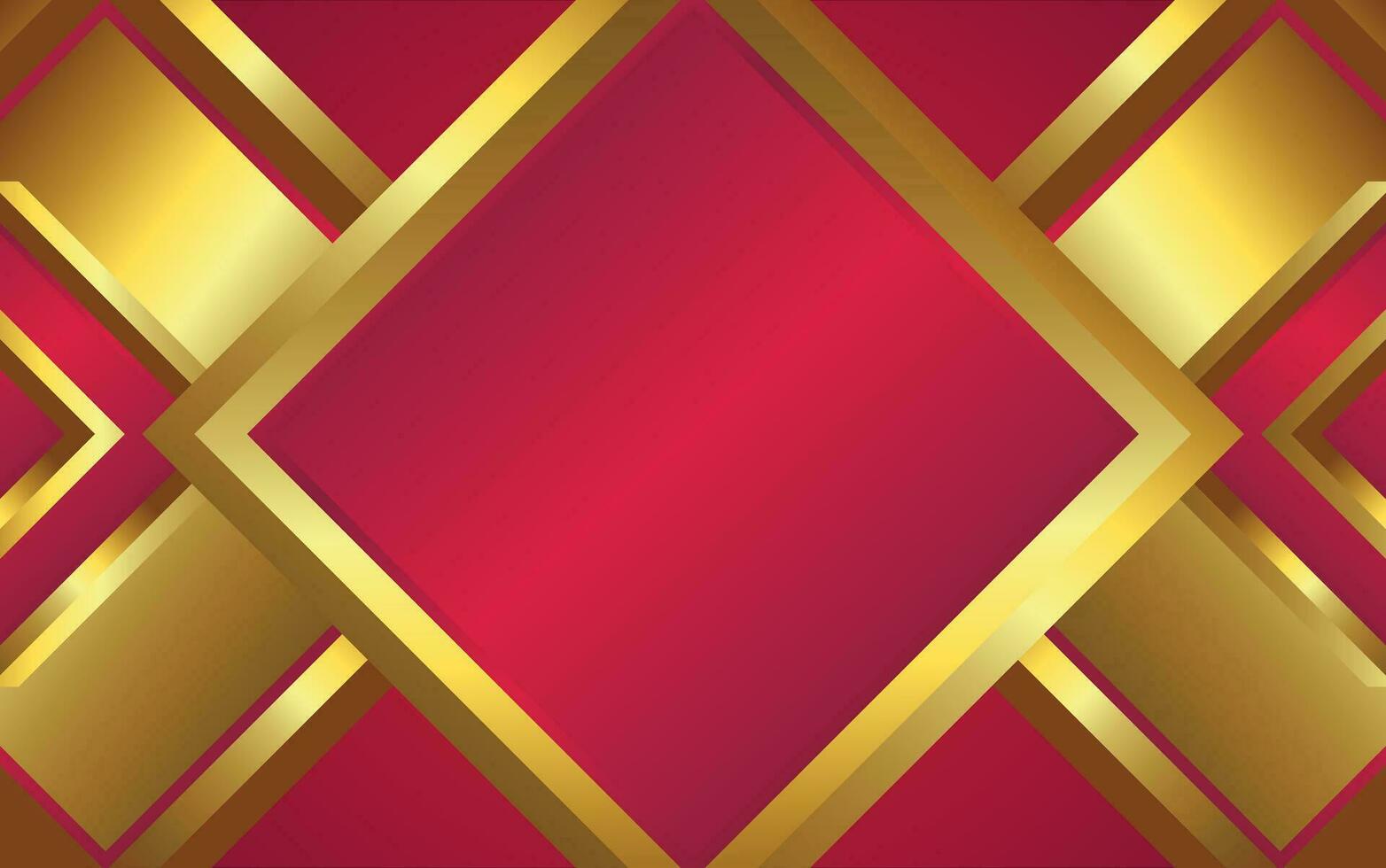 red geometric abstract background with gold decoration, luxurious and elegant vector