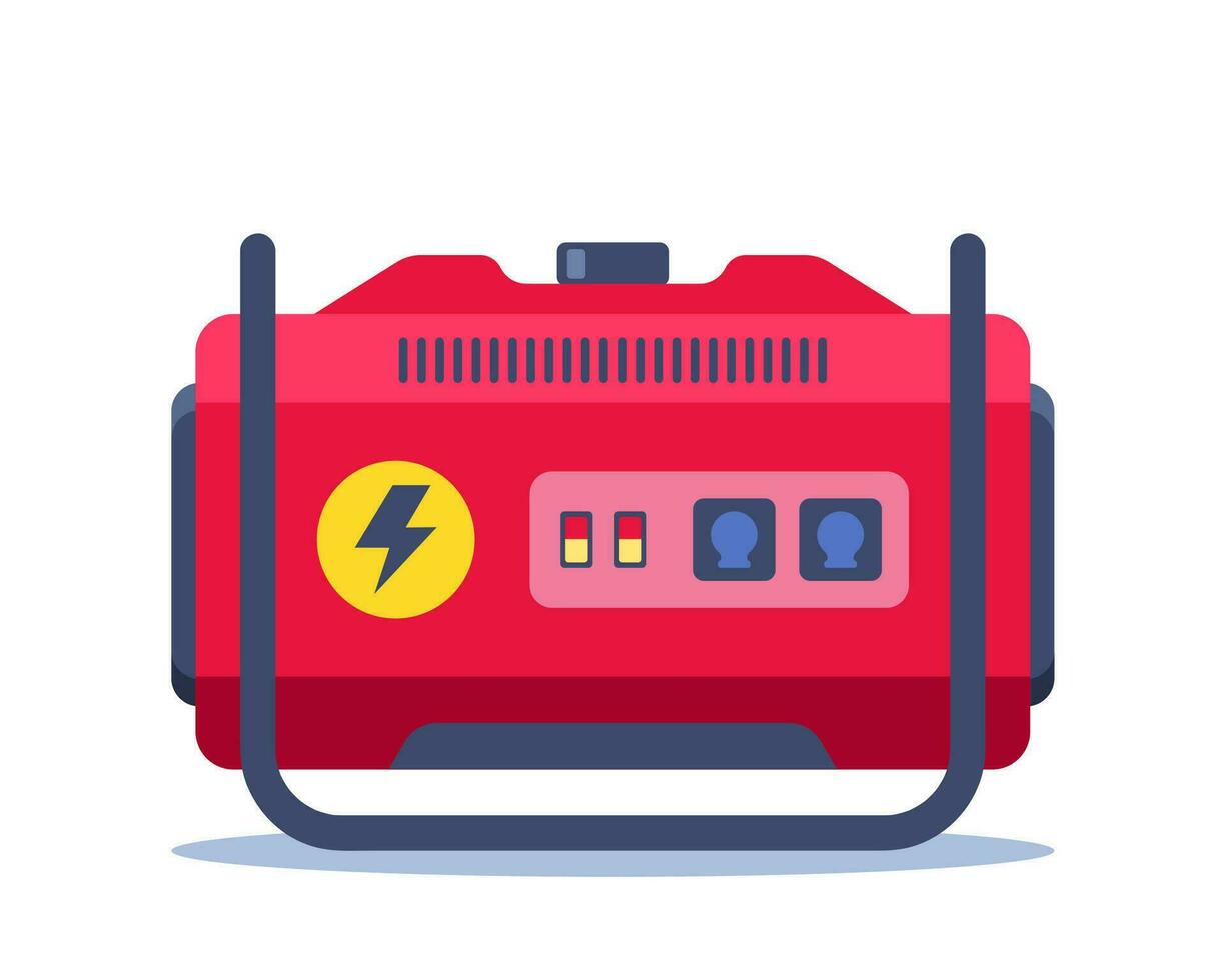 Portable electric power generator. Technology, electricity, energy concept. Vector illustration.