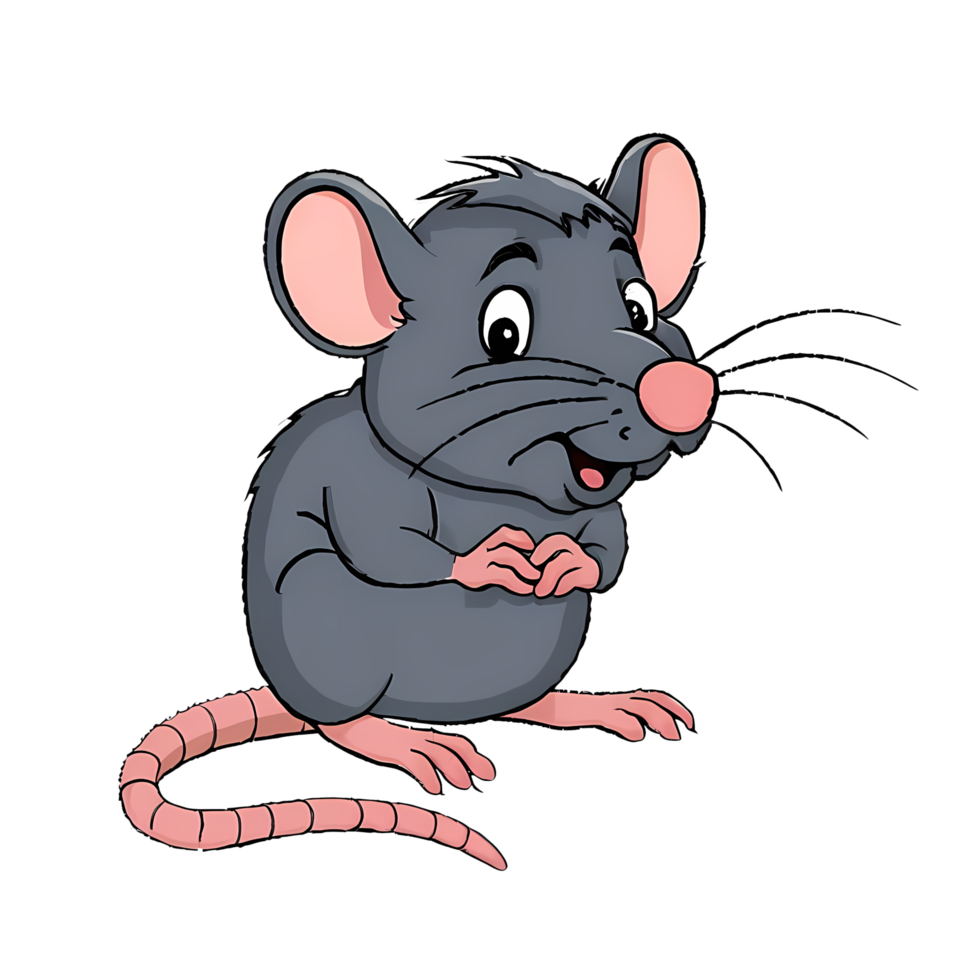 Rat Hand Drawn Cartoon Style Illustration AI Generated png