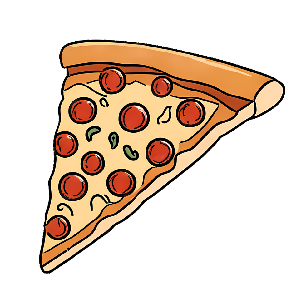 Pizza Slice Hand Drawn Cartoon Style Illustration AI Generated png