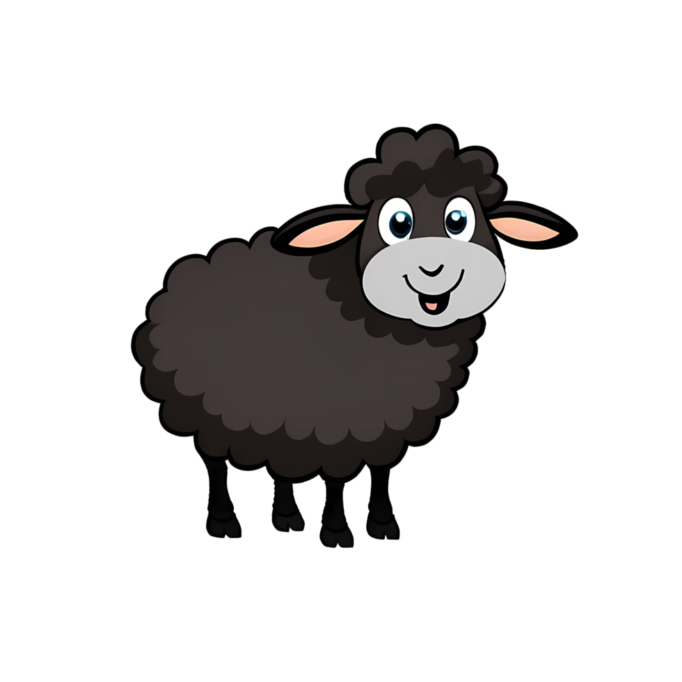 Black Sheep Hand Drawn Cartoon Style Illustration AI Generated png