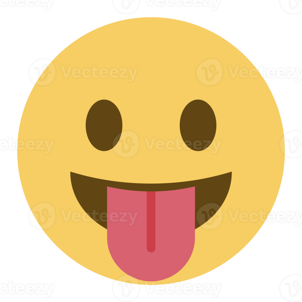 Top quality emoticon. Taunting emoji. Squinting face, grin with tongue out . Yellow face emoji. Popular element. png