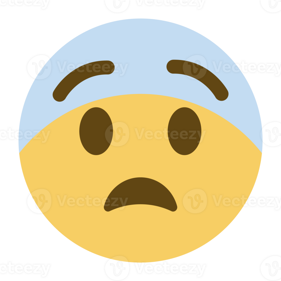 urlando nel paura emoji. orrore e paura emoticon. viso con blu fronte, grande impaurito occhi e lungo, Aperto bocca. png