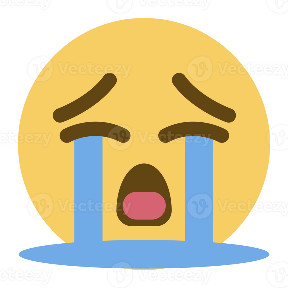 superiore qualità emoticon. a voce alta pianto emoji. giallo emoticon con flussi di lacrime. popolare Chiacchierare elementi. png