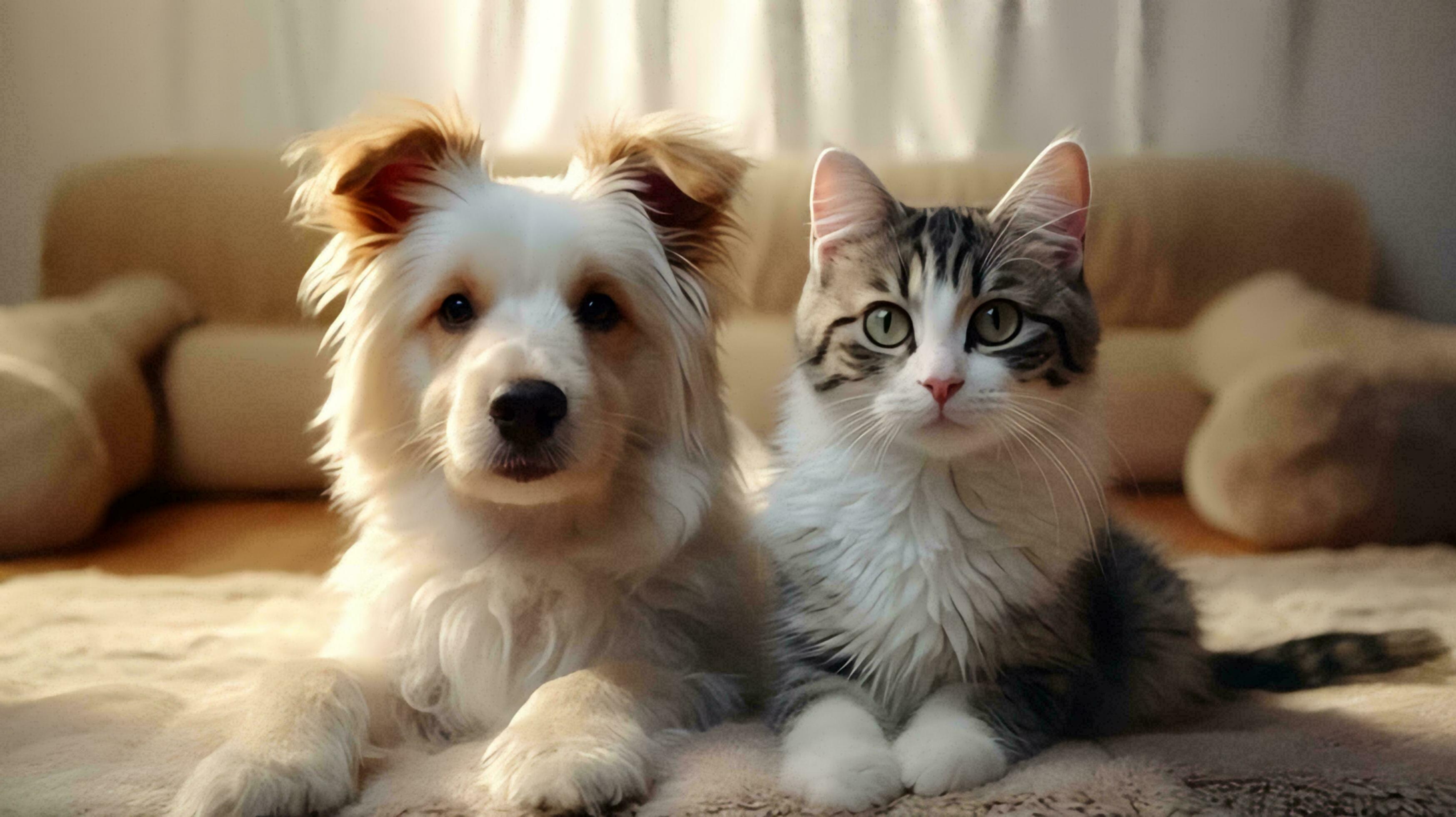 Dogs and cats live together. AI Generative. 29892283 Stock Photo at