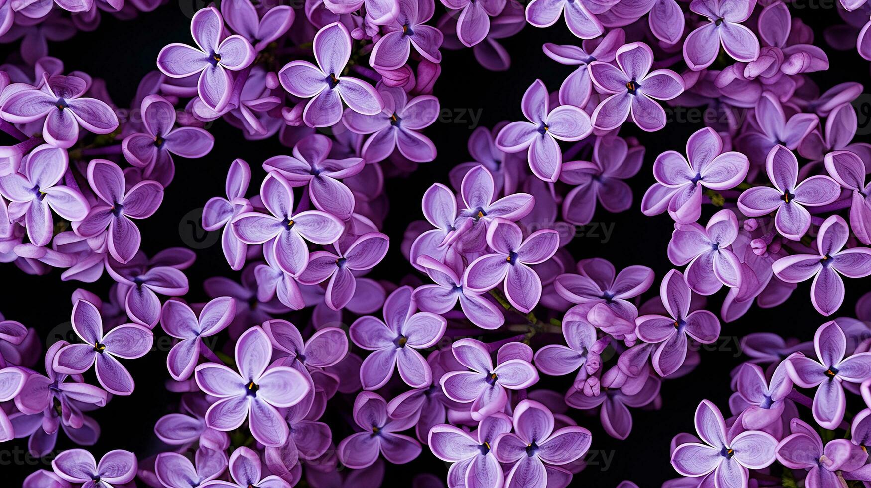 Lilac flower patterned background. Flower texture background. Generative AI photo