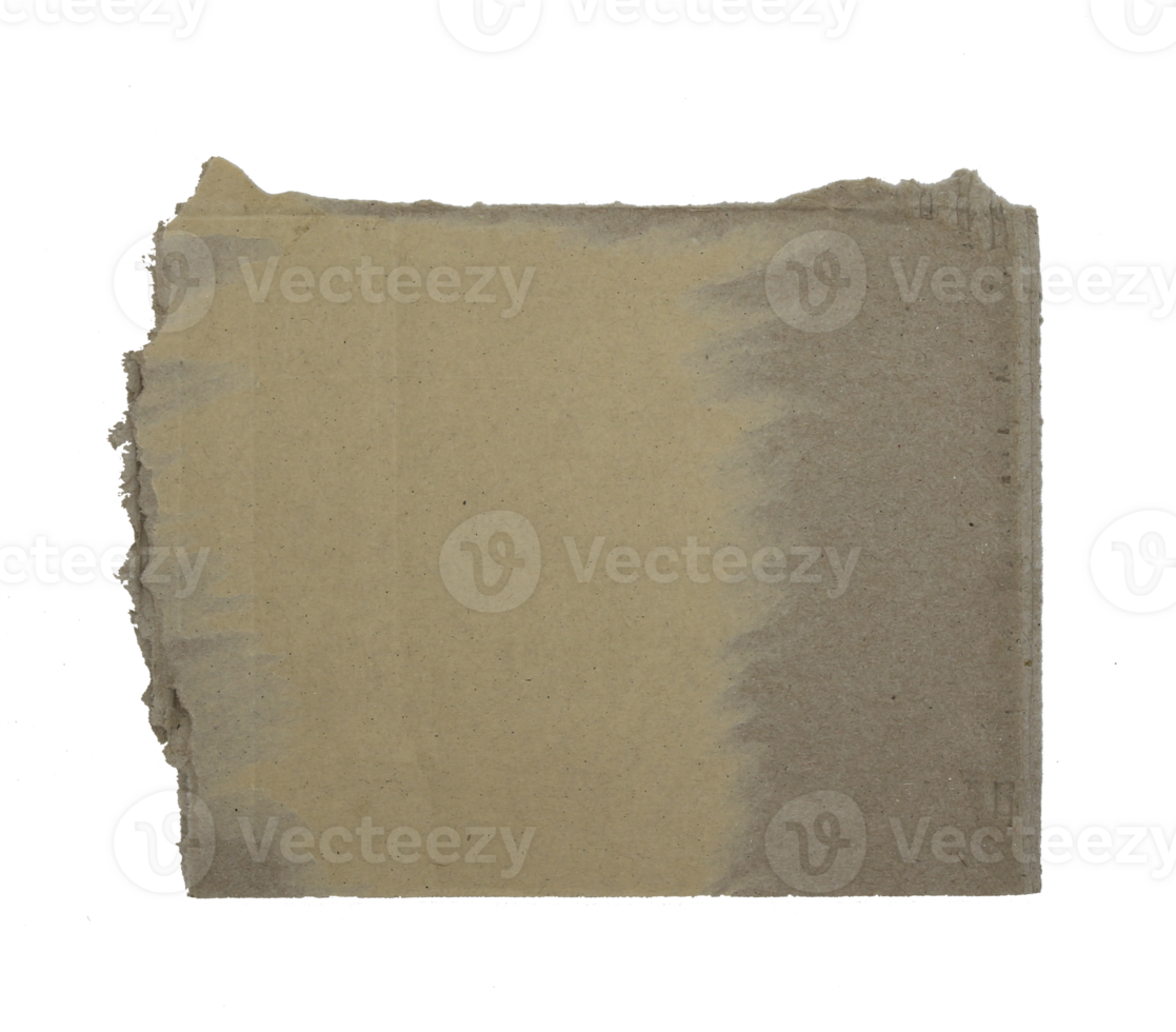 A sheet of corrugated paper is torn into pieces on transparent background png file