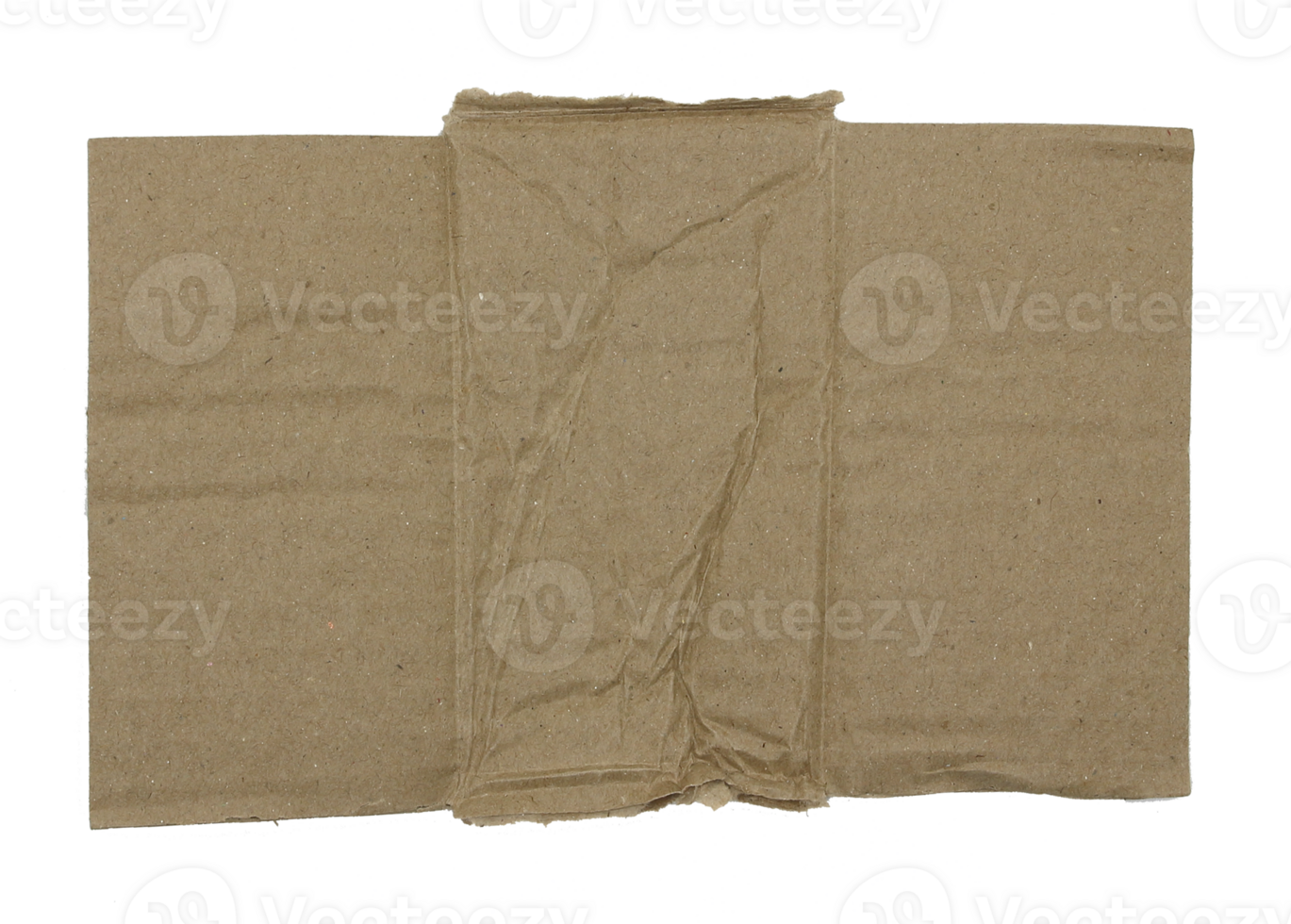 A sheet of corrugated paper is torn into pieces on transparent background png file