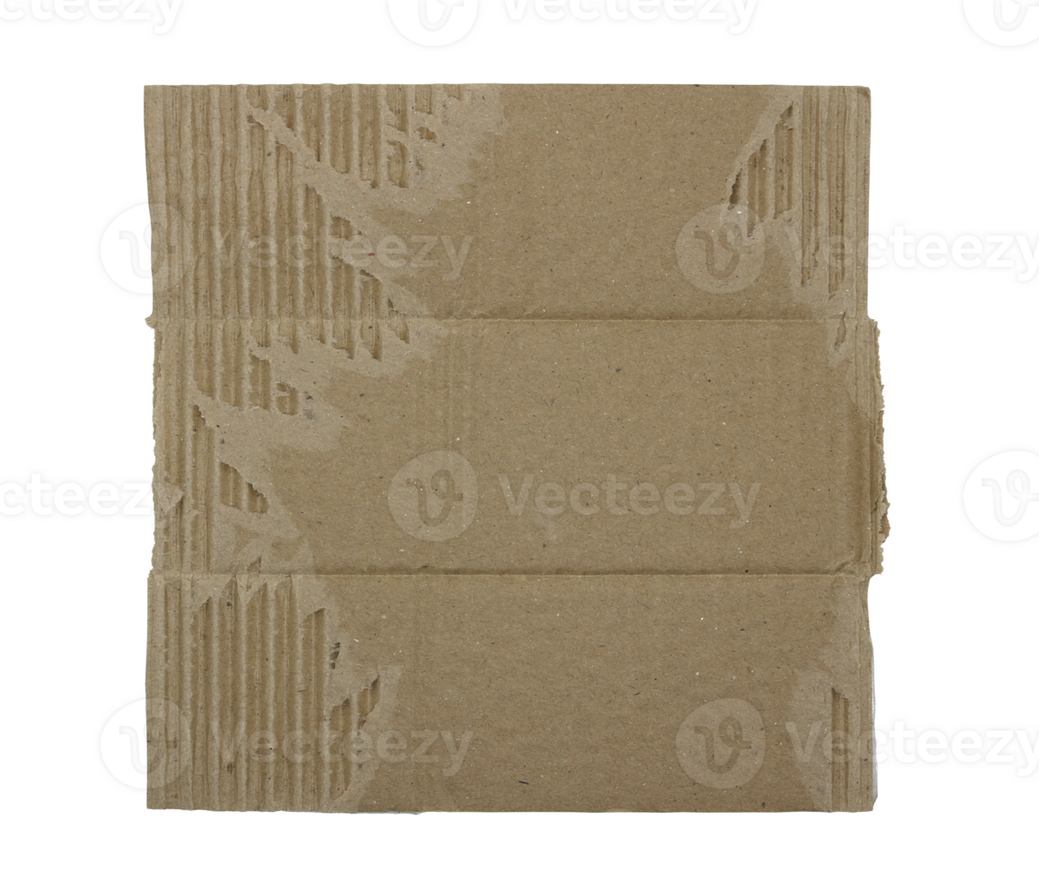 A sheet of corrugated paper is torn into pieces on transparent background png file