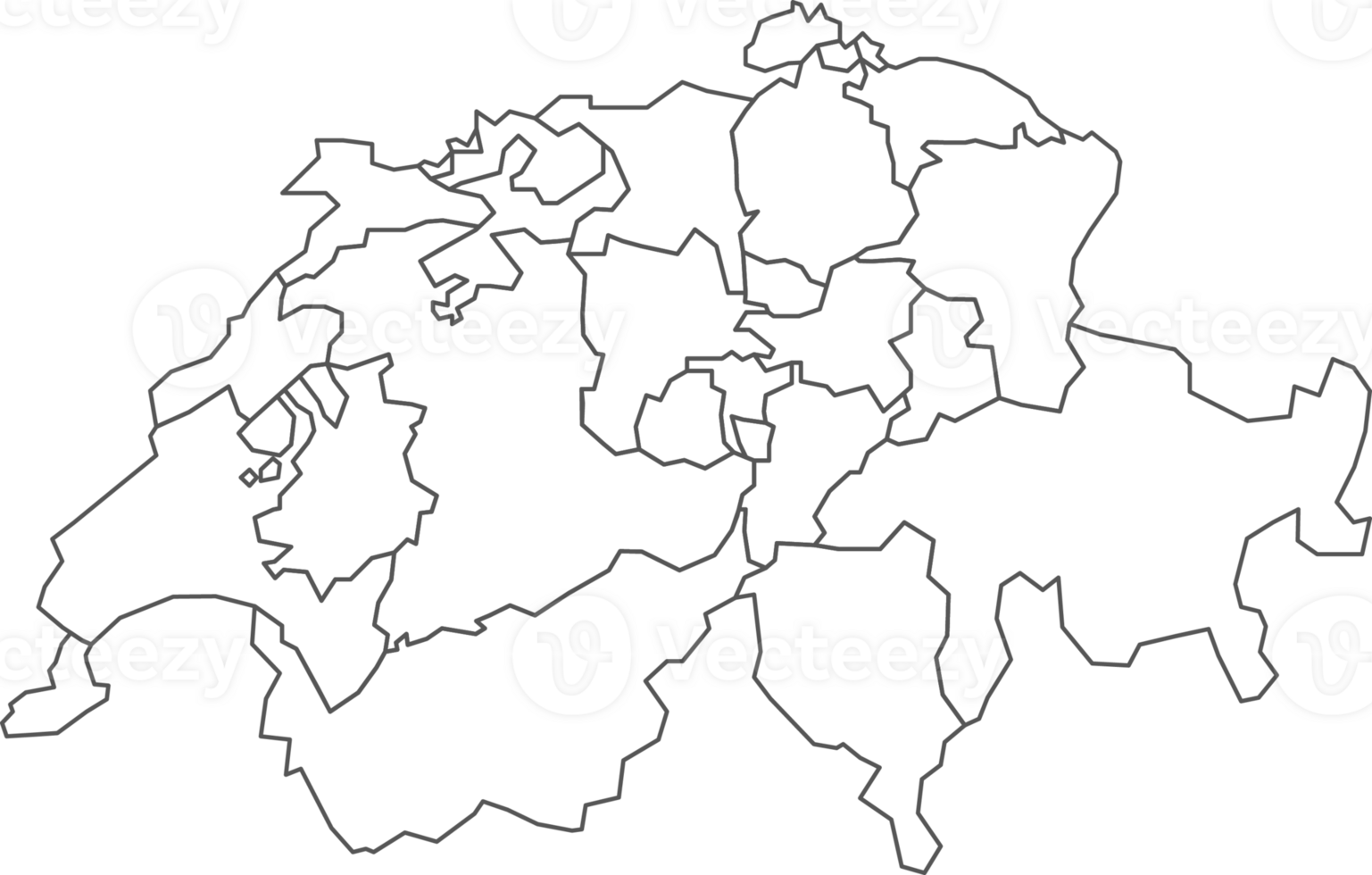 Map of Switzerland with detailed country map, line map. png