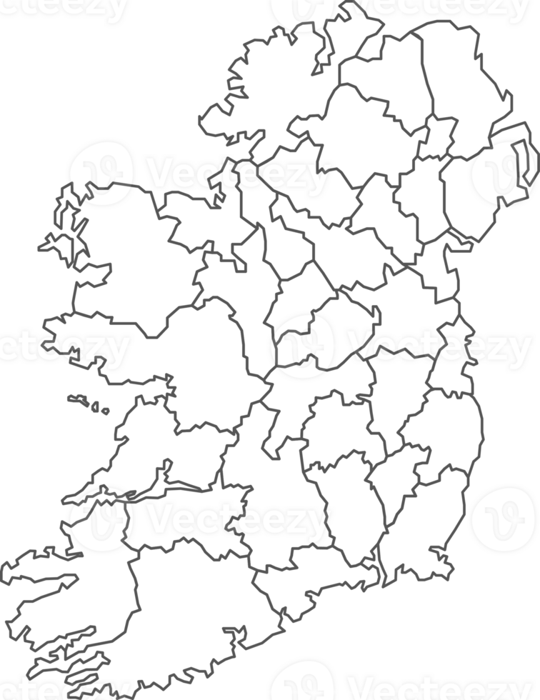 Map of Ireland with detailed country map, line map. png