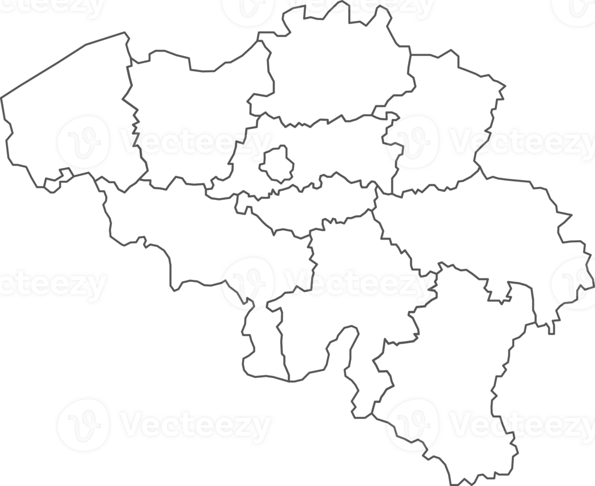 Map of Belgium with detailed country map, line map. png