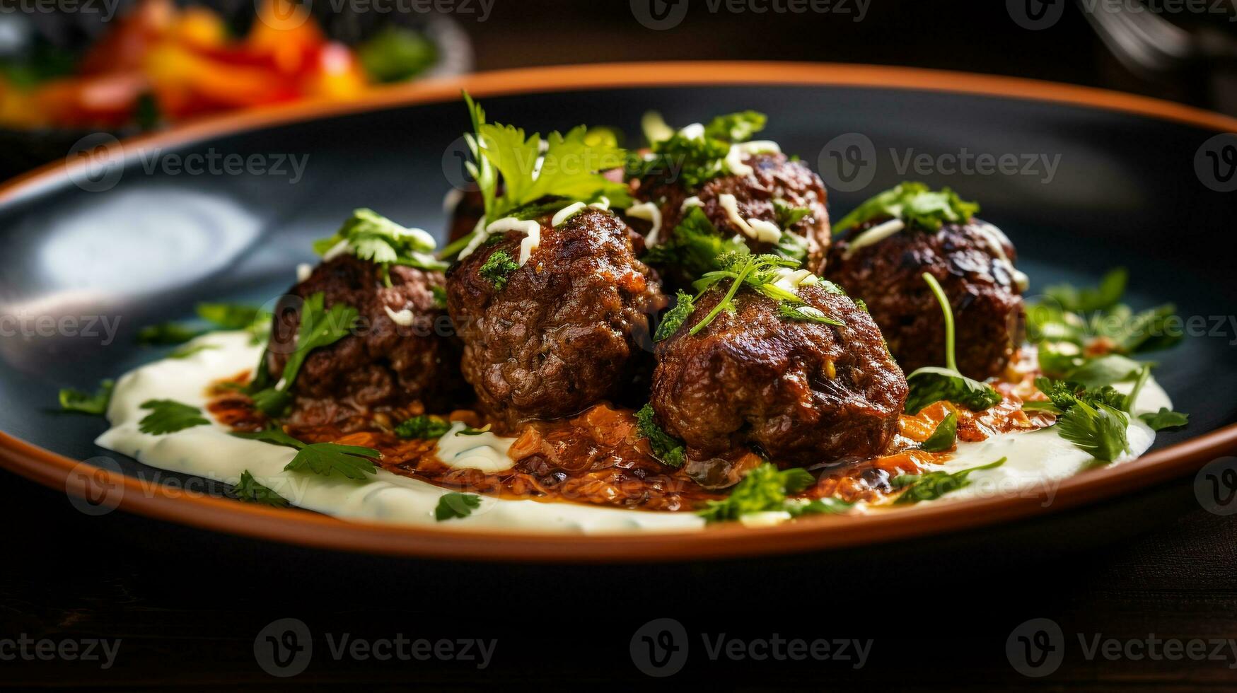 Photo of Beef Kofta as a dish in a high-end restaurant. Generative AI