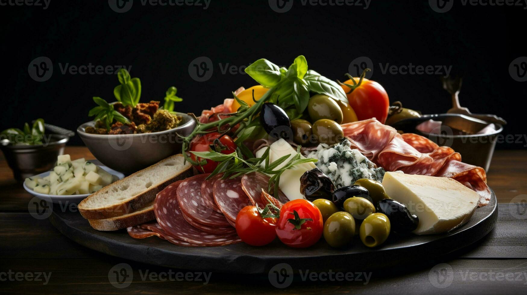 Photo of Antipasto Platter as a dish in a high-end restaurant. Generative AI