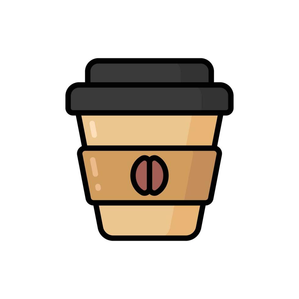 Coffee Cartoon Vector Icon Illustration. Food and Drink Icon Concept Isolated Premium Vector. Flat Cartoon Style