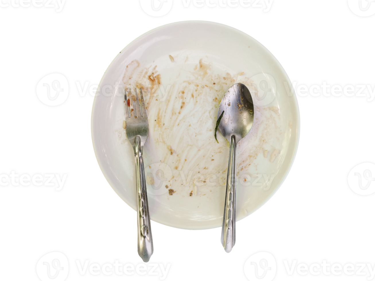 Set of used cutlery and plates PNG transparent