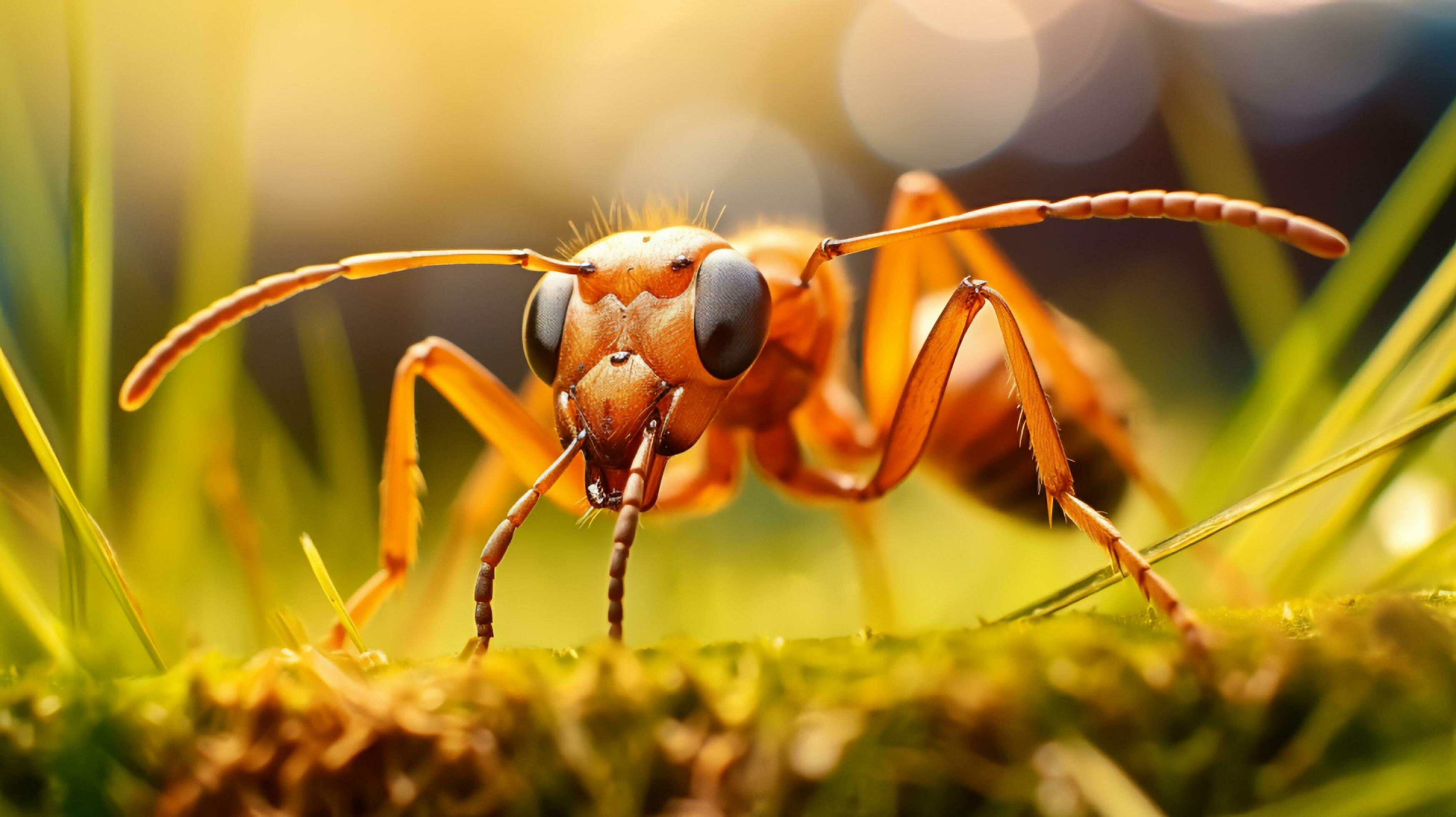 little red ants walking on the leaves. AI Generative. 29893146 Stock