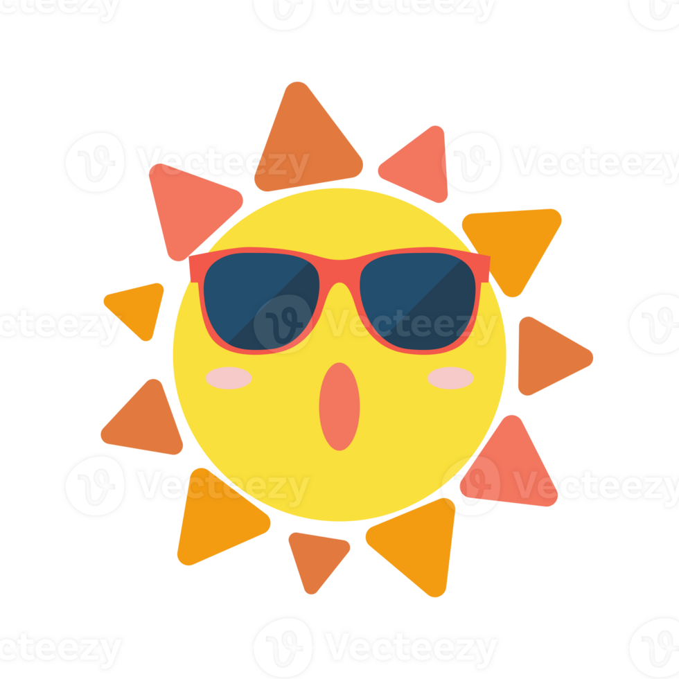 Summer sun wearing sunglasses png