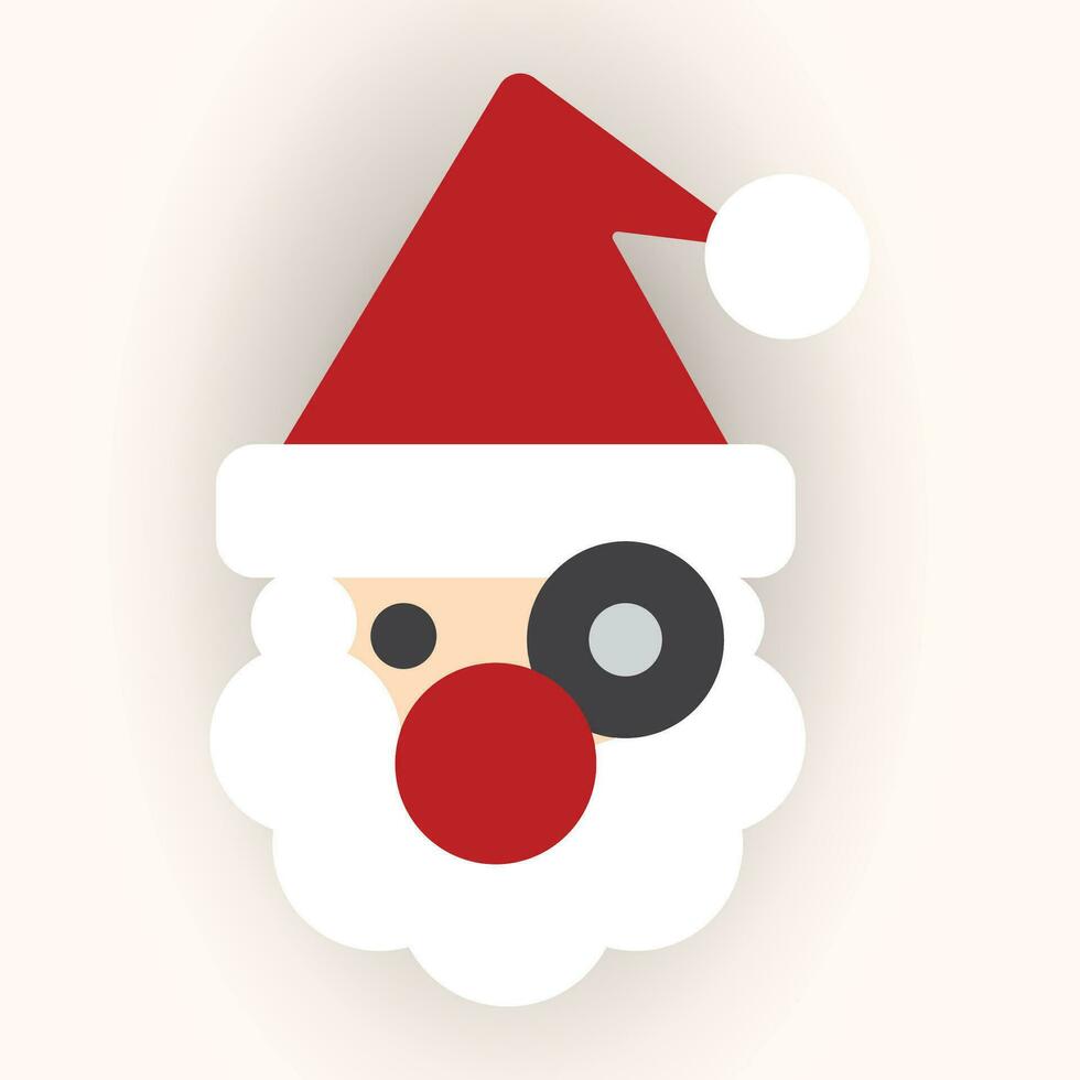 Santa Clause funny face isolated with shadow vector illustration.