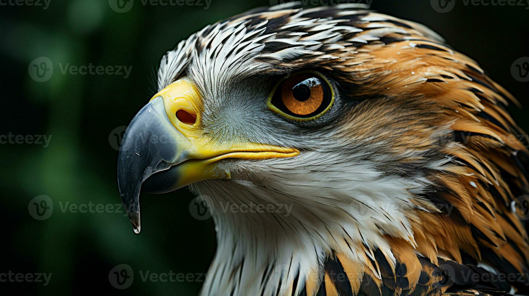 Close-up photo of a Falcon looking any direction. Generative AI