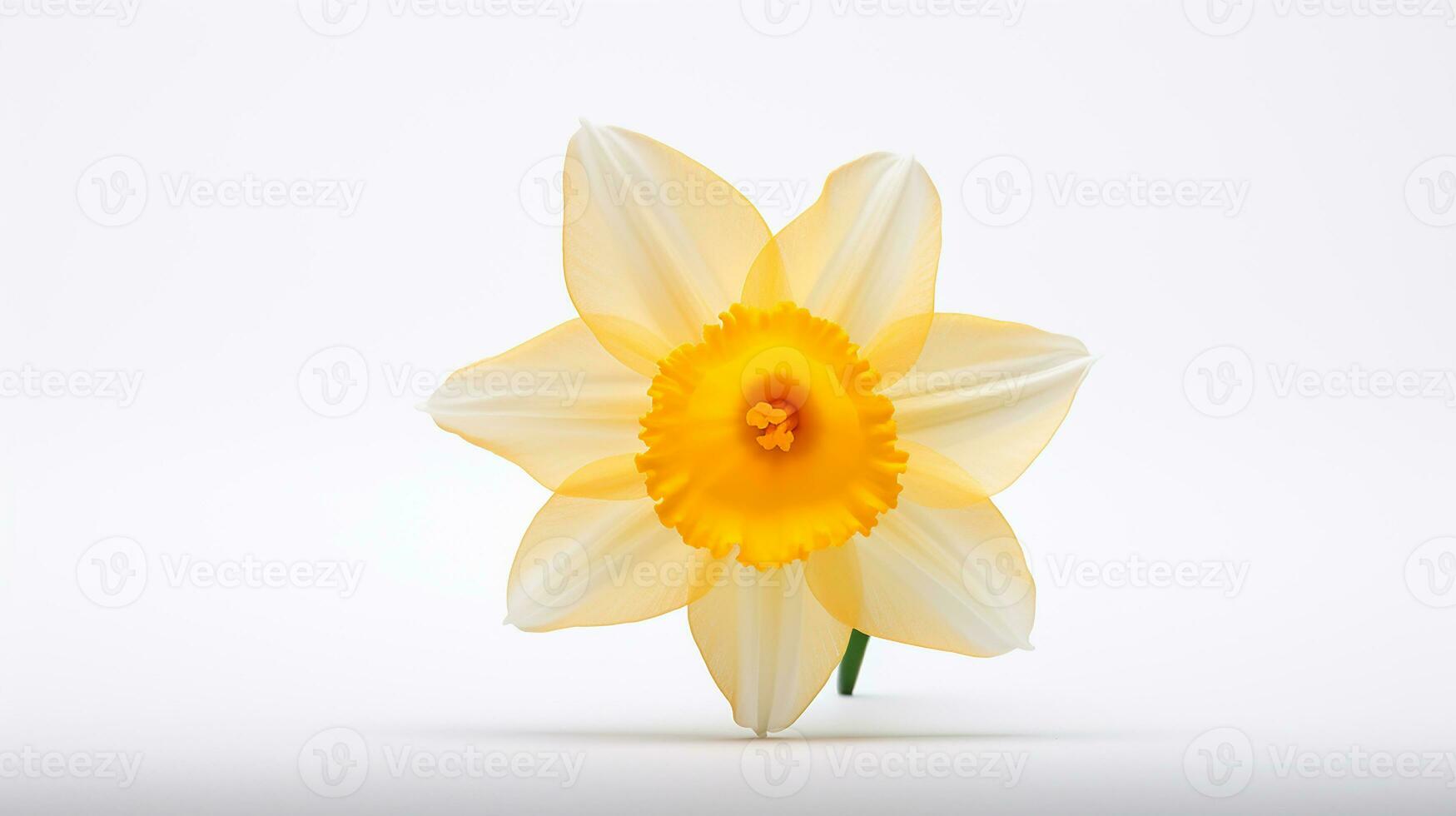 Photo of beautiful Daffodil flower isolated on white background. Generative AI