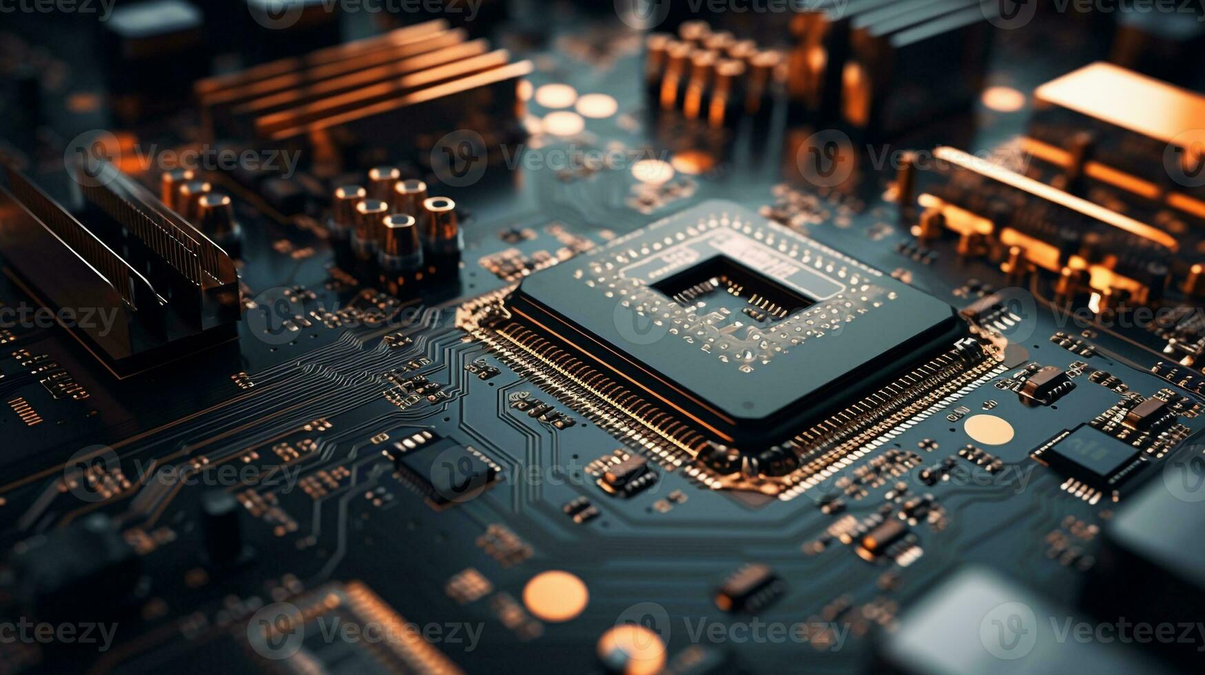 Close up computer processor background photo