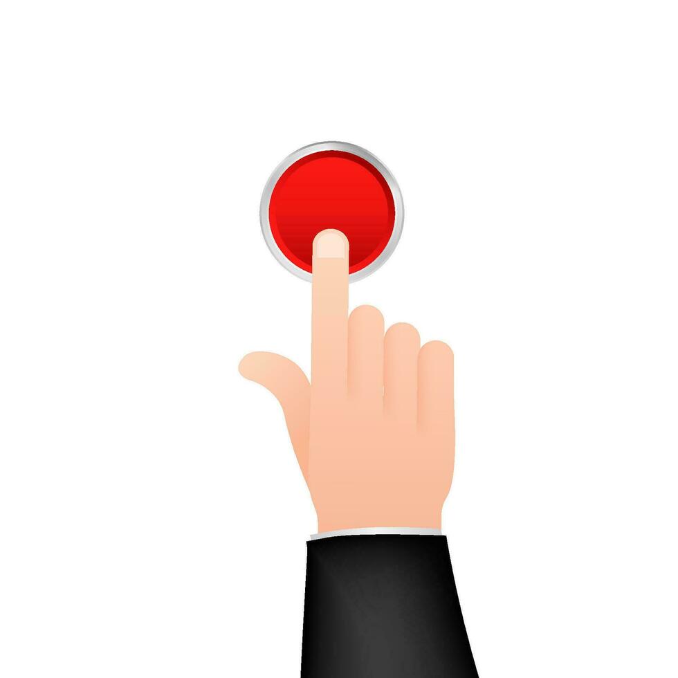 Flat button hand for web design. Push touch screen. Click button. Vector stock illustration