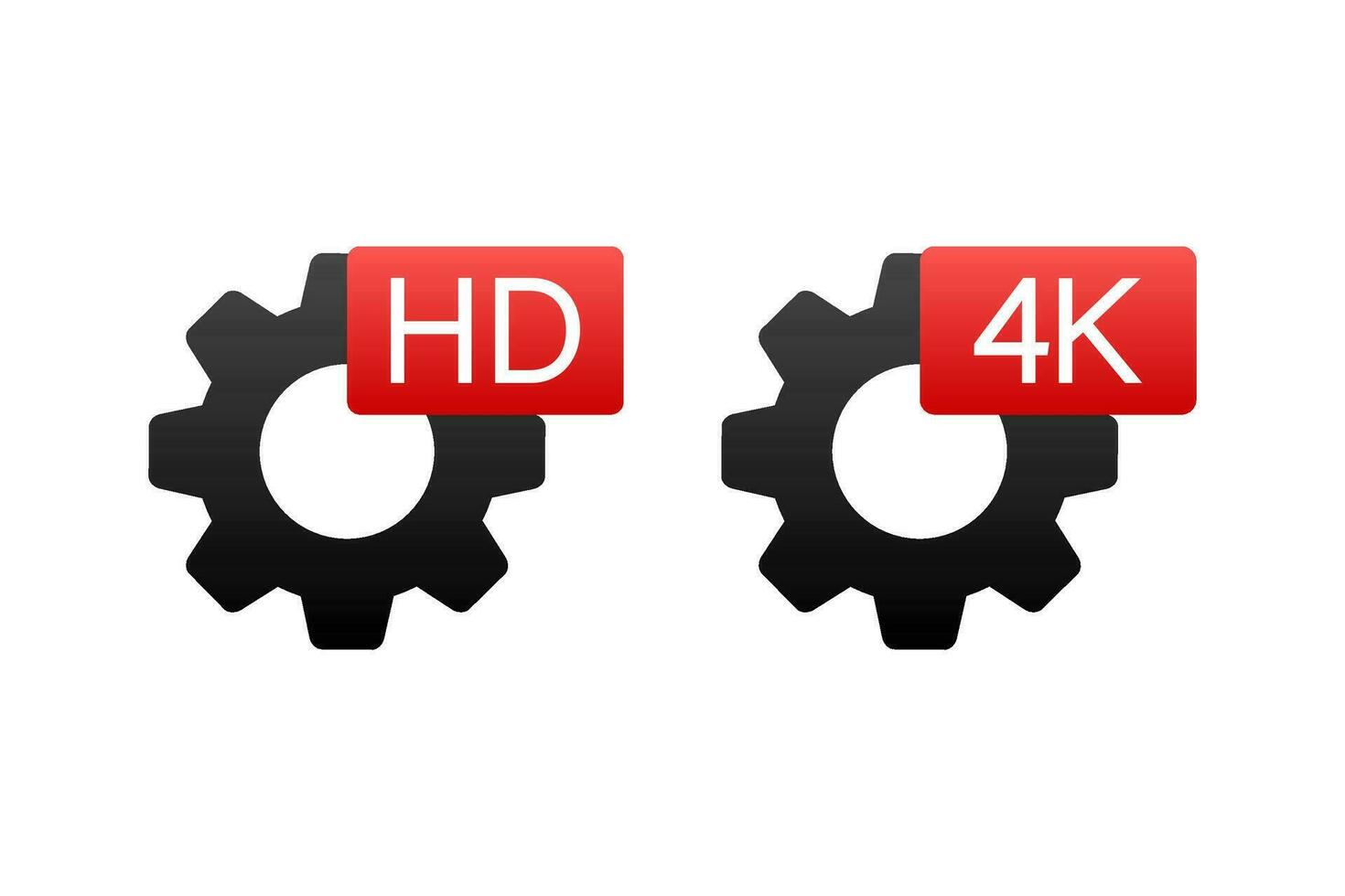 hd y 4k vídeo ajustes firmar en blanco antecedentes. vector valores ilustración