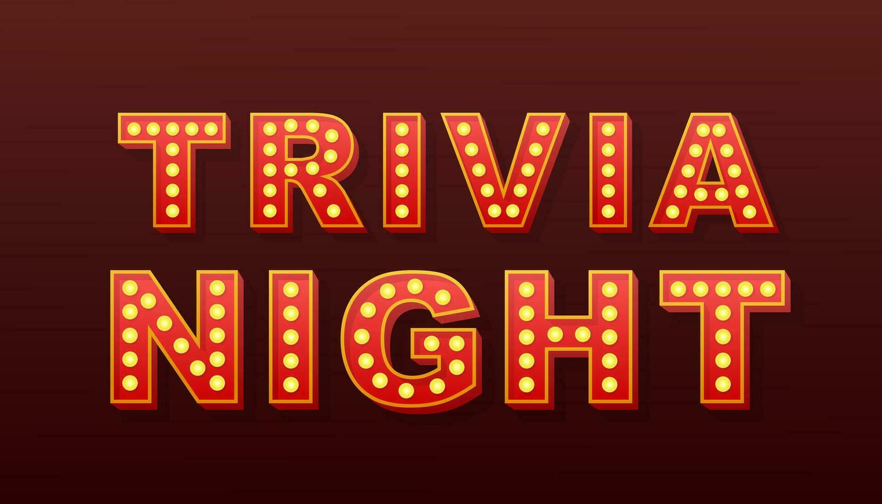 Retro light text trivia night. Retro light bulb. Vector stock illustration