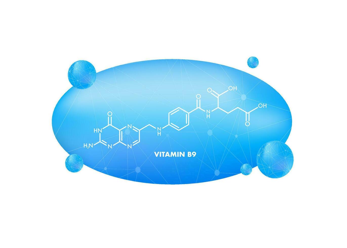 Vitamin b9 formula. Structural formula of vitamin B9. vector