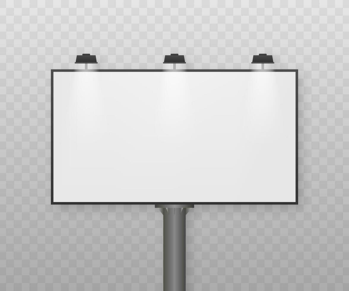 Billboard on light background. Empty white vector horizontal poster template. Template for marketing design. Vector stock illustration