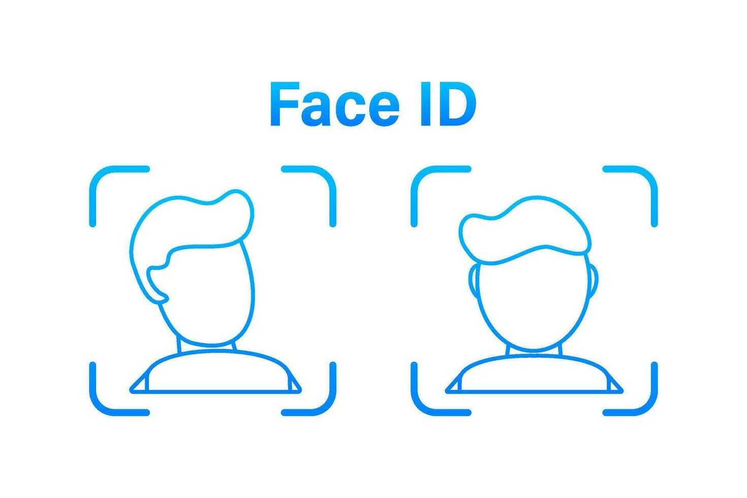 Face recognition concept design. Can use for web banner, infographics, hero images. Line style. Vector illustration